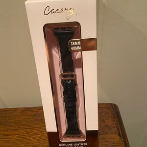 New black leather Apple watch band-